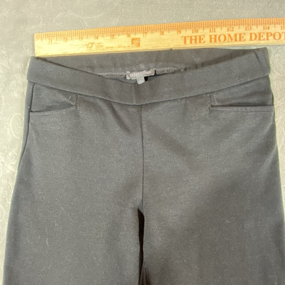 Eileen Fisher Black Stretch Slim Pants Small Petite Zip Hem Rayon Blend Pull-On - Picture 11 of 11